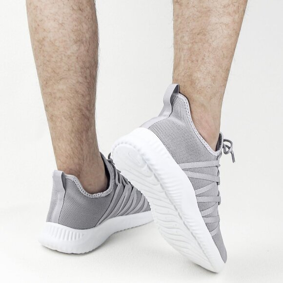 Men's Grey Breathable Lightweight Comfortable Non Slip Fashion Sneakers - Picture 2 of 6